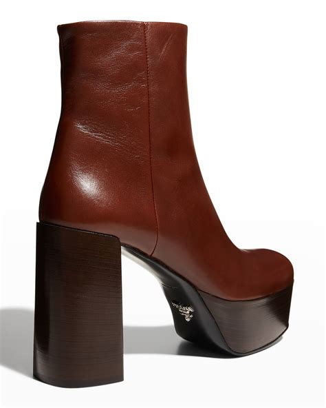 prada vitello leather platform booties